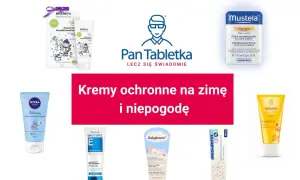 Krem do twarzy na narty i zimę chroni delikatną skórę dziecka przed mrozem i wiatrem. Różne marki, np. Mustela, Nivea Baby, Weleda.