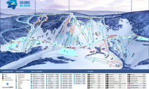 Mapa ośrodka Zieleniec Ski Arena z trasami narciarskimi, wyciągami i infrastrukturą. Idealne zieleniec warunki narciarskie dla każdego.